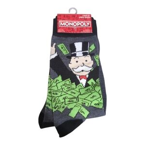 Monopoly Uncle PennyBags Crew Socks Grey/Green 1 Pair